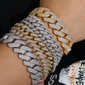 Bracelet en argent VVS1 D pour hommes, bijoux fins, couleur Moissanite, luxe S925