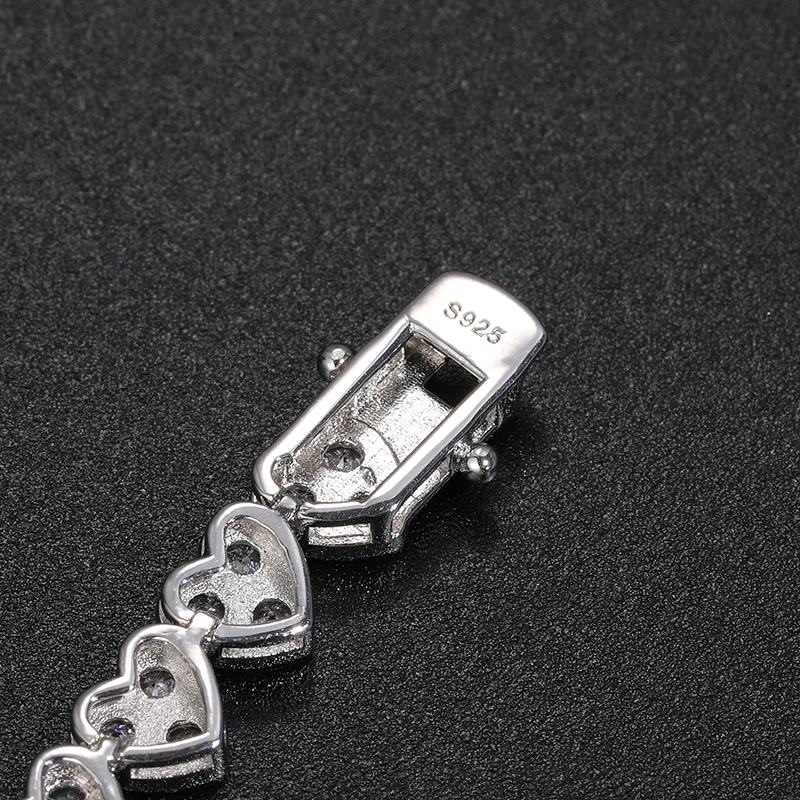 Bracelet coeur unisexe en argent 925 pour hommes et femmes, bijoux Hip Hop, 3 nucléoTennis Moissanite, 3mm-5mm
