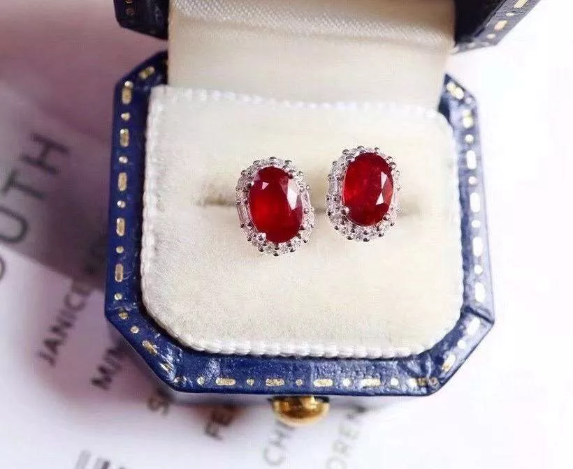 Boucle d'oreille de luxe pour femme, bijoux de fête, 100% naturel et réel rubis, livraison gratuite, argent 925
